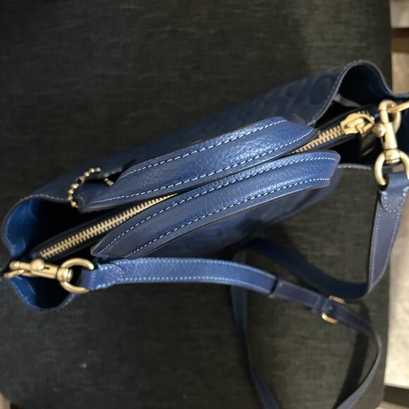 NEW Coach - Willow Leather Tote 24 Bag  Blue Embossed C - Picture 9 of 14